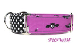 Purple Halloween Bats Martingale Dog Collar - Two Tone Control Loop Design