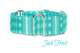 Teal Winter Snowflake Dog Collar