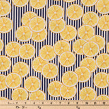 Navy and White Striped Lemons Dog Collar