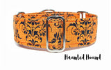 Geometric Damask Halloween Orange Dog Collar