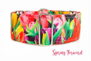 Tulip Flowers Martingale Dog Collar, 1.5" Wide Ready to Ship, Size Large 13-17"