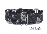 Black Winter Snowflakes Dog Collar