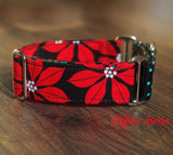 Poinsettia Christmas Dog Collar