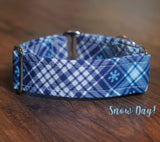 Blue Plaid Winter Dog Collar