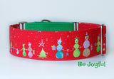 Red Snowman Dog Collar - Two Tone or One Pattern Option.