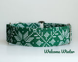 Hunter Green Knit Look Dog Collar