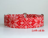 Red Snowflakes Cottage Dog Collar