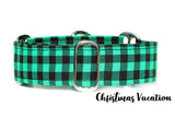 Green Buffalo Plaid Dog Collar