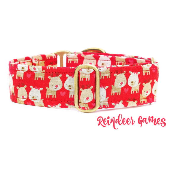 Red Reindeer Christmas Dog Collar