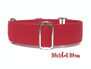 Solid Maroon / Burgundy Martingale Dog Collar - Ship Ready, 1.5" Wide, Size Large 13-17"