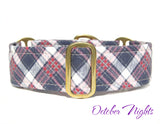 Mauve Purple Plaid Dog Collar