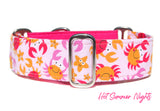 Pink & Orange Summer Crabs Two Tone Martingale Dog Collar