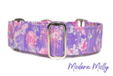 Pink and Purple Silver Floral Dog Collar