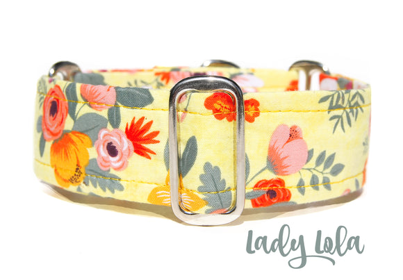 Yellow Whimsical Floral Dog Collar