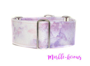 2 Inch Purple Marble Martingale Dog Collar, Ready to Ship, Size Large 13-17" - BRASS