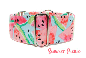 2 Inch Wide Summer Watermelon Martingale Dog Collar, Ready to Ship, Size Large 13-17"
