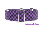 Purple Bias Plaid Dog Collar