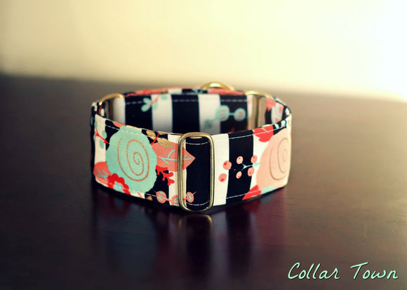 Mint and Coral Floral Dog Collar