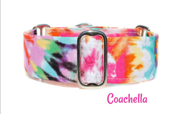 Colorful Tie Dye Martingale Dog Collar, 1.5