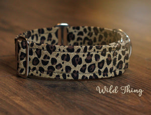Leopard Animal Print Martingale Dog Collar, 1.5" Wide Ready to Ship, Size Large 13-17"