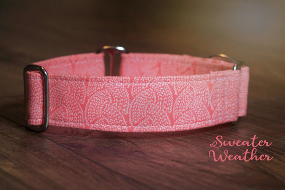 Sweater Look Coral / Peach Martingale Dog Collar, 1.5