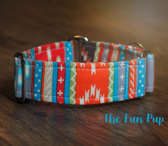 2 Inch Wide Tribal Aztec Martingale Dog Collar,  Ready to Ship, Size Large 13-17