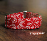 Nordic Red Snowflake Christmas Dog Collar