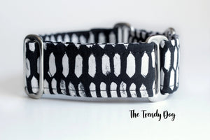 Black and White Diamonds Martingale Dog Collar, 1.5" Wide Ready to Ship, Size Large 13-17"