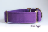 Solid Purple Dog Collar - Martingale or Buckle
