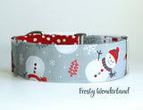 Grey Winter / Christmas 2 Inch Wide Martingale Dog Collar