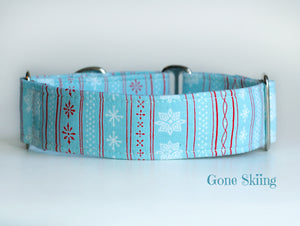 Modern Blue Snowflakes Dog Collar