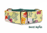Yellow Floral Dog Collar - Two Tone Style
