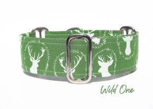 Green Deer Autumn Dog Collar
