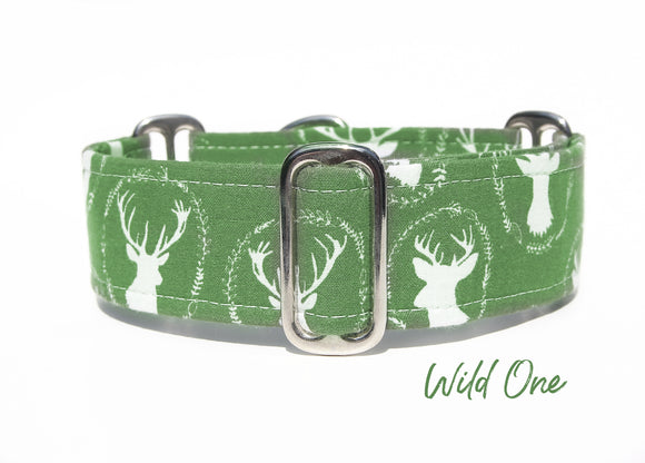 Green Deer Martingale or Side Release Dog Collar