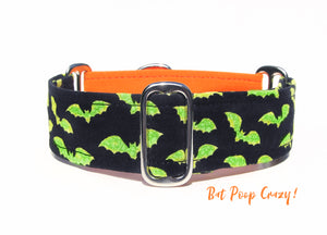 Bats Halloween Dog Collar - Half and Half Martingale Design