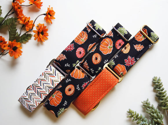 Pumpkins and Donuts Dog Collar - Martingale or Buckle
