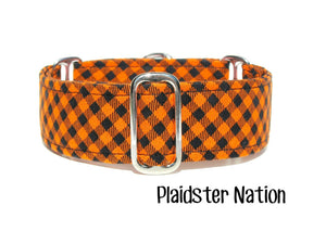 Plaid Orange and Black Dog Collar