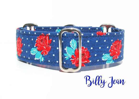 Blue Roses Dog Collar