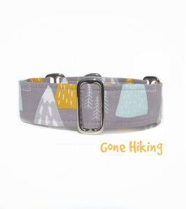 Grey Mountains Hiking Martingale Dog Collar, 1.5" Wide Ready to Ship, Size Large 13-17"